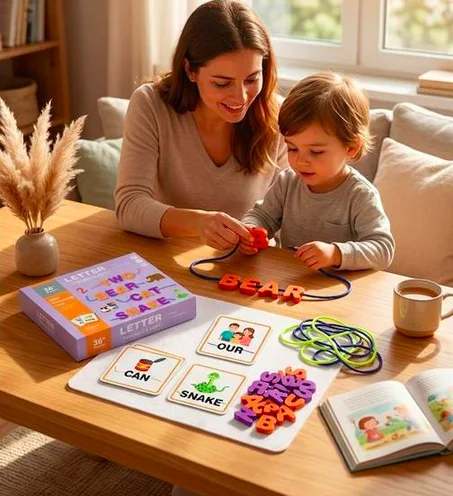 Jeu Éducatif Montessori – Apprentissage des Lettres & Motricité Fine
