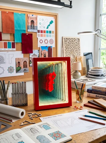 Miroir Infini LED , Édition Spéciale Maroc ,Décoration Lumineuse Unique