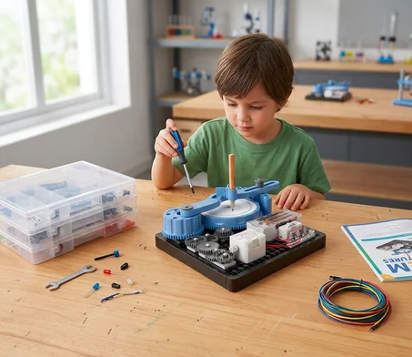 Kit d'Expériences Électroniques et Engrenages Mécaniques  pour Enfants