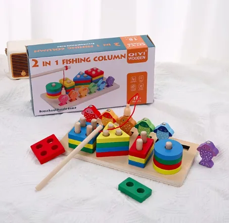 Jeu en Bois Éducatif 2 en 1 – Pêche Magnétique & Puzzle Montessori pour Enfants