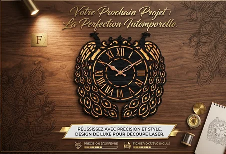 Laser Cut Peacock Wall Clock Design
