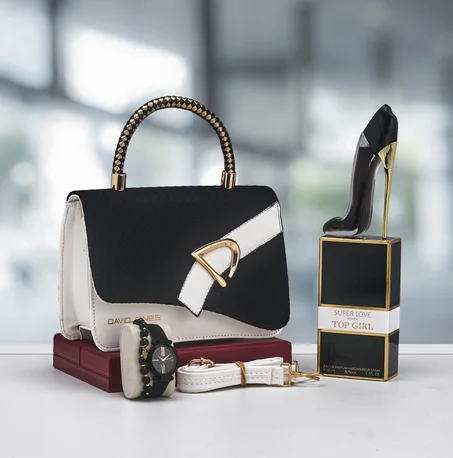 باك حقيبة أنيقة مع إكسسوارات فاخرة 4 قطع