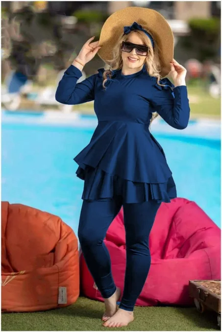 بوركيني 3 قطع بتنورة – ستر وأناقة على البحر