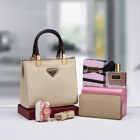 باك حقيبة نسائية فاخرة 5 قطع متكاملة