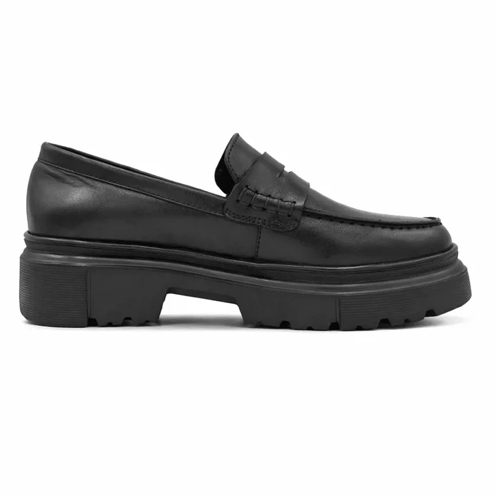 Mocassins Femme Noir en Cuir Style Chic et Confortable