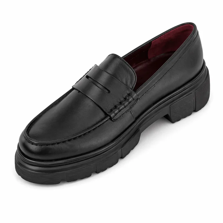 Mocassins Femme Noir en Cuir Style Chic et Confortable