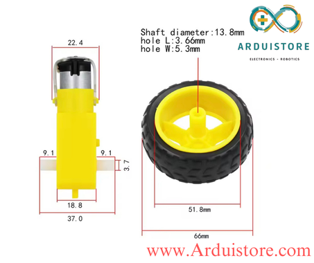 Moteur Électrique à Courant Continu avec Roue de Moteur TT
