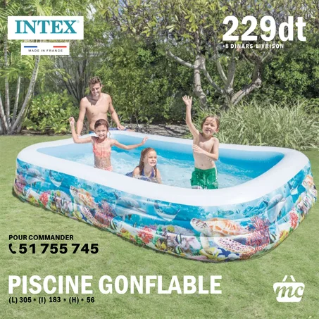 Piscine gonflable rectangulaire Bleu -INTEX