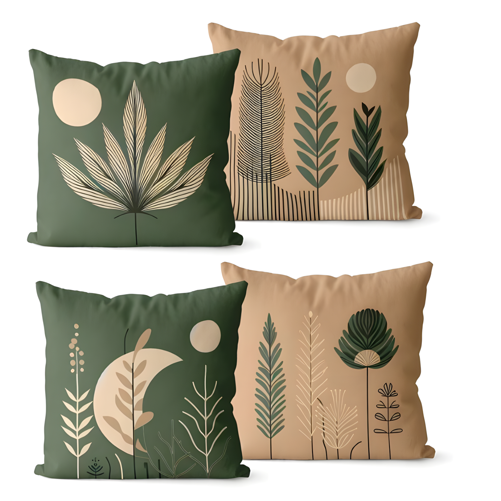 طقم كفر كوشن 4 قطع بيج و زيتي