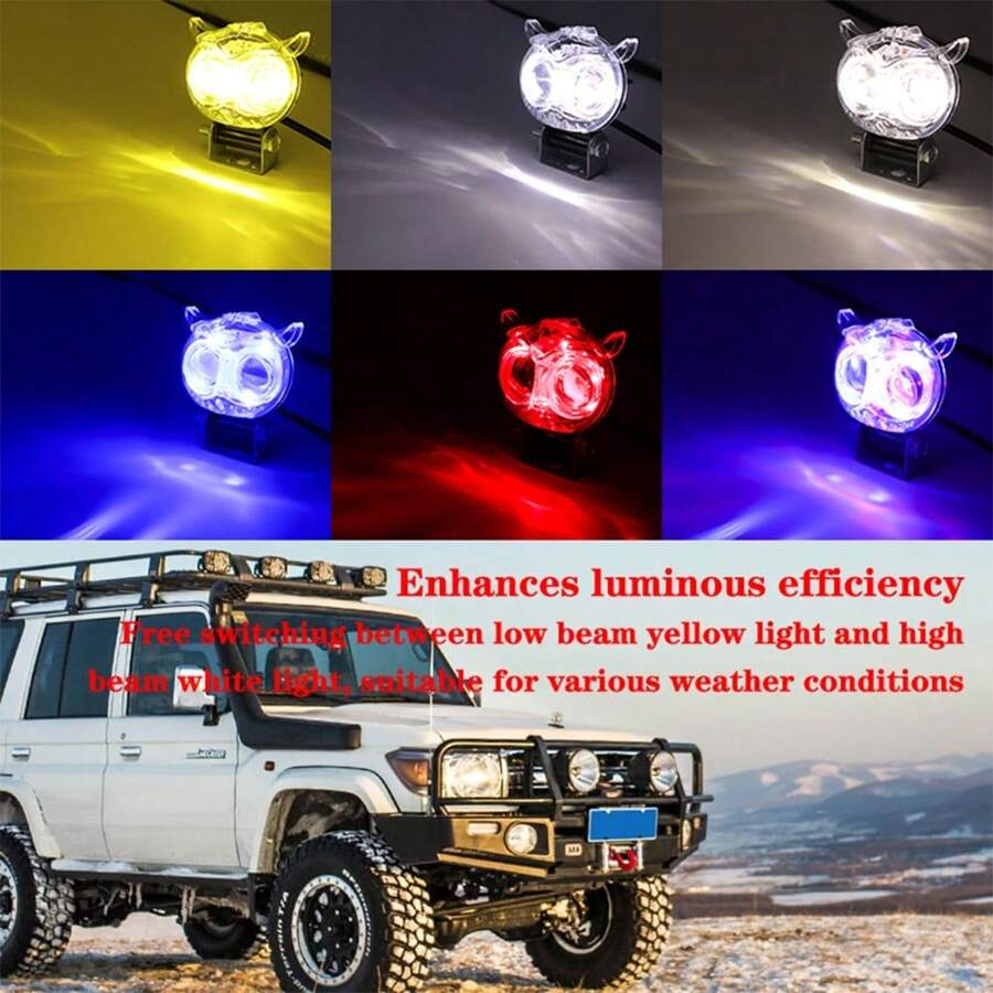 عرض قطعتين ليد البومة 2 عدسة للسيارة والموتوسيكل شفاف