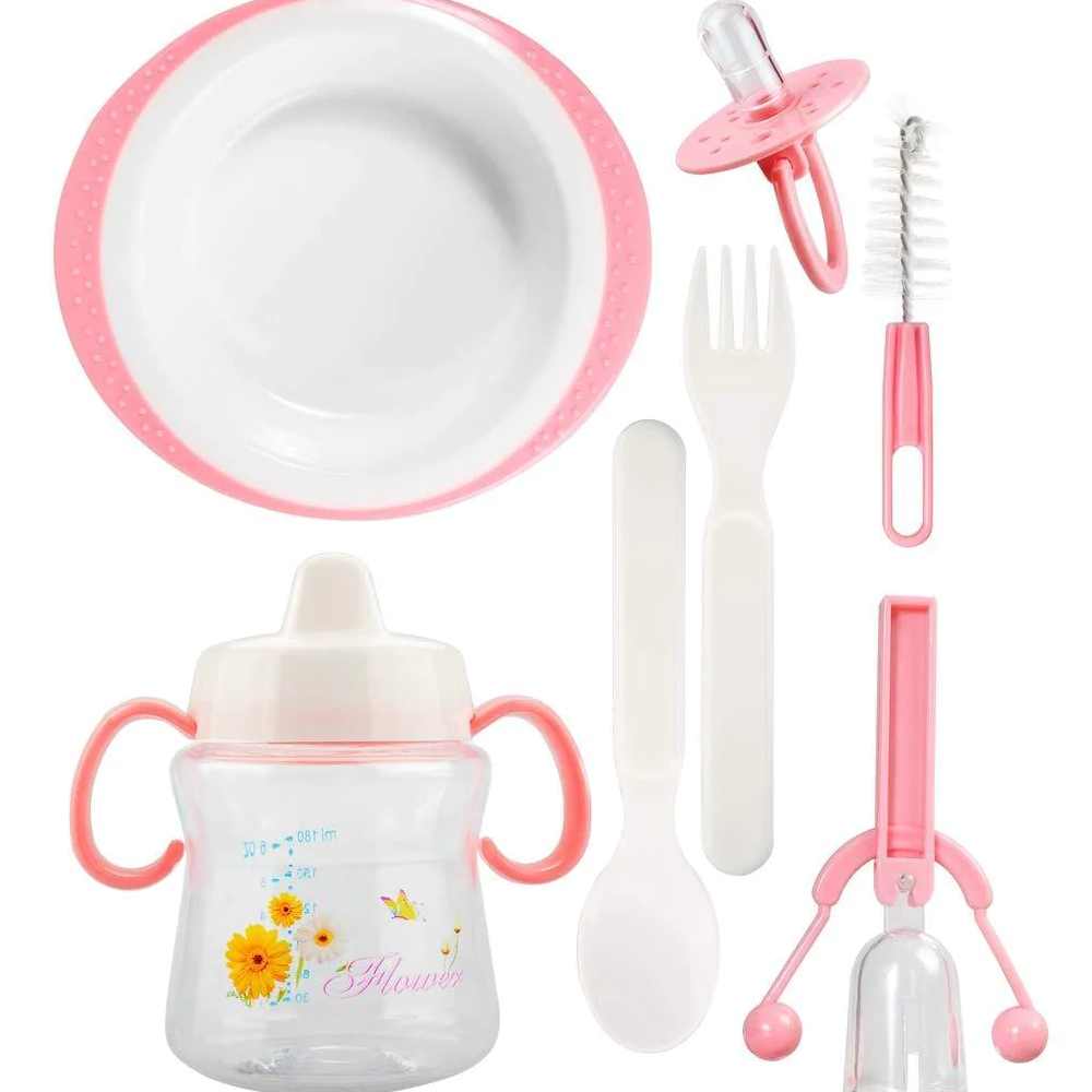 مجموعة تغذية 10 قطع و بافته سيليكون بناتي