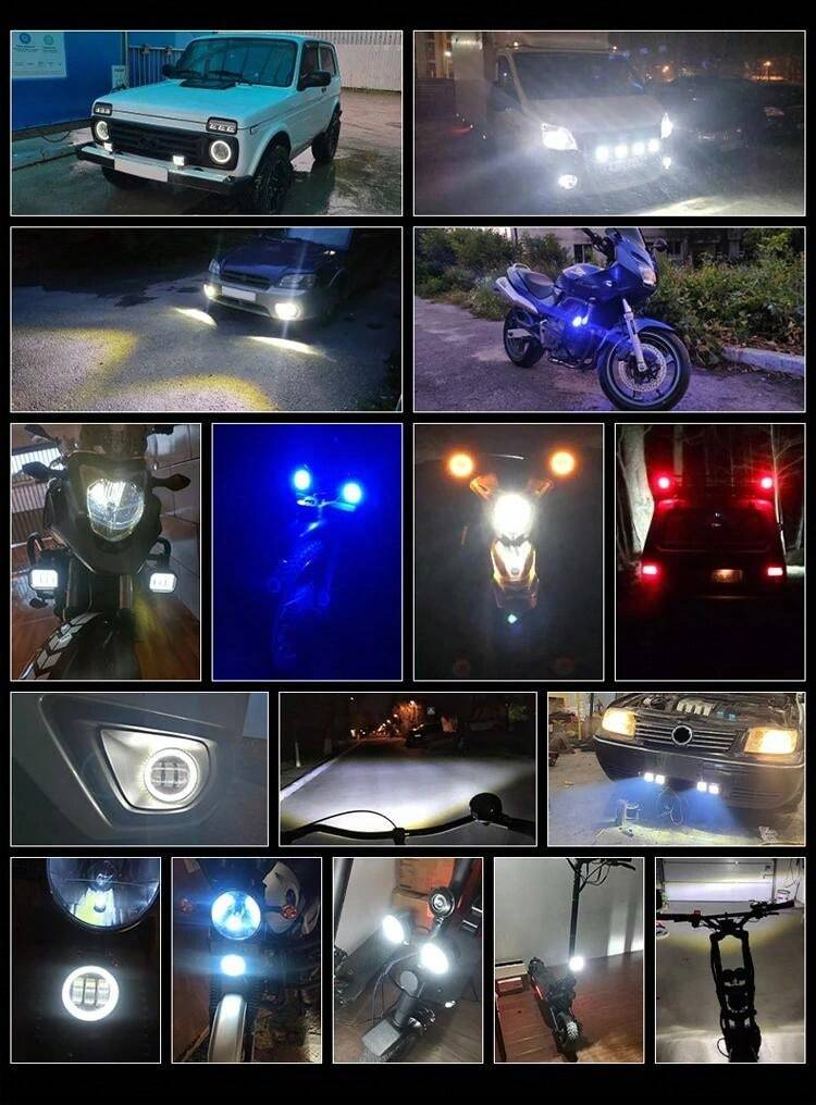 عرض قطعتين ليد البومة 2 عدسة للسيارة والموتوسيكل شفاف