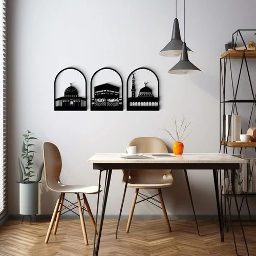 Décoration mural islamique mosquée Al aqsa en bois MDF 35*35CM