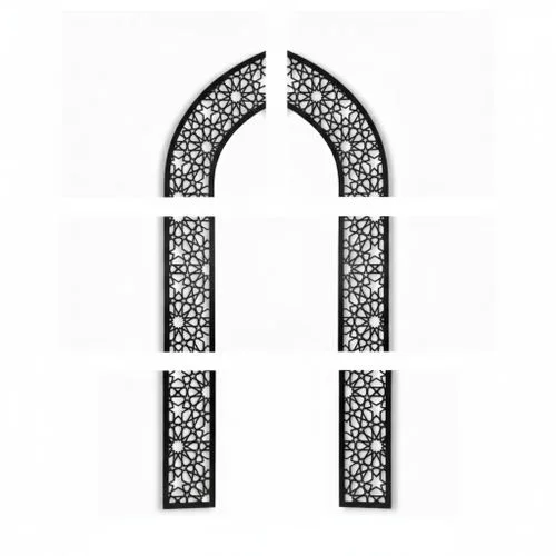 Décoration murale Mihrab – Indicateur de Qibla en bois MDF noir – 200 × 50 CM