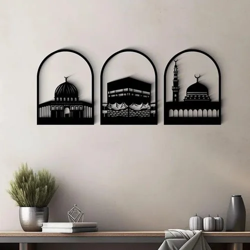 Décoration mural islamique mosquée Al aqsa en bois MDF 35*35CM