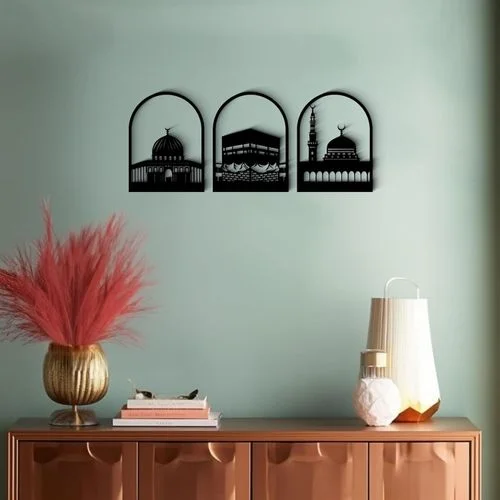 Décoration mural islamique mosquée Al aqsa en bois MDF 35*35CM