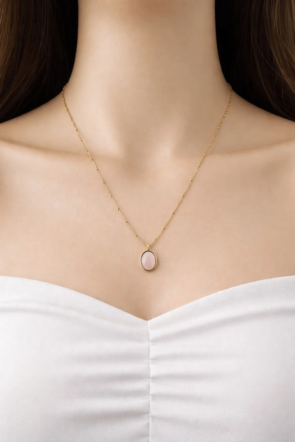 Collier Moonstone Rose bebe🌙