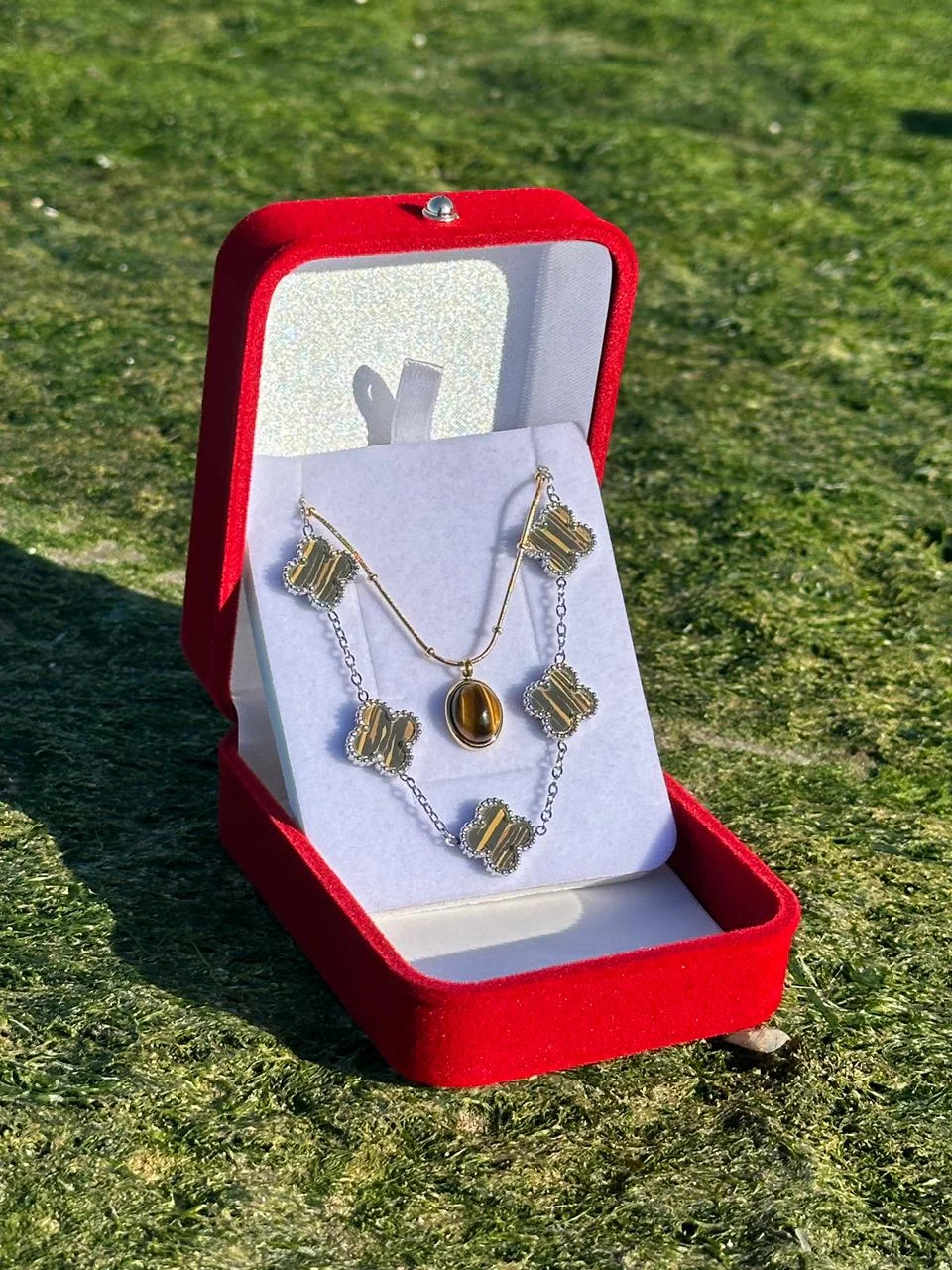 ✨ Pack Moonstone élégant avec bracelet Tiger marron ✨