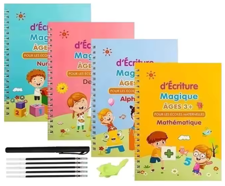 04 Cahiers d'Écriture Magique Pour Enfants  +  Tableau Magique Lumineux En Bonus