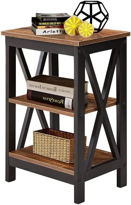 2اطار معدني جانبية لسرير غرفة المعيشة النوم المكتب بني  X طاولة قهوة من ثلاث طبقات اني فيش فاخرة انيقة على شكل حرف (copy)