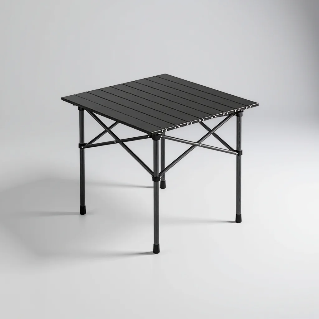 Table Pliante Petit Format à Plateau Enroulable et Sac de Transport pour Camping et Voyage