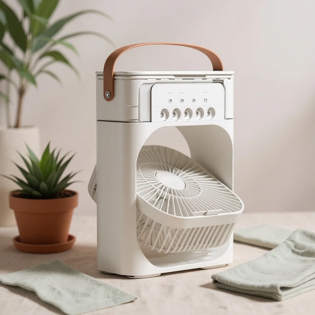 Mini Climatiseur Ventilateur Portable USB 3 en 1 avec Réservoir d'Eau et Éclairage LED