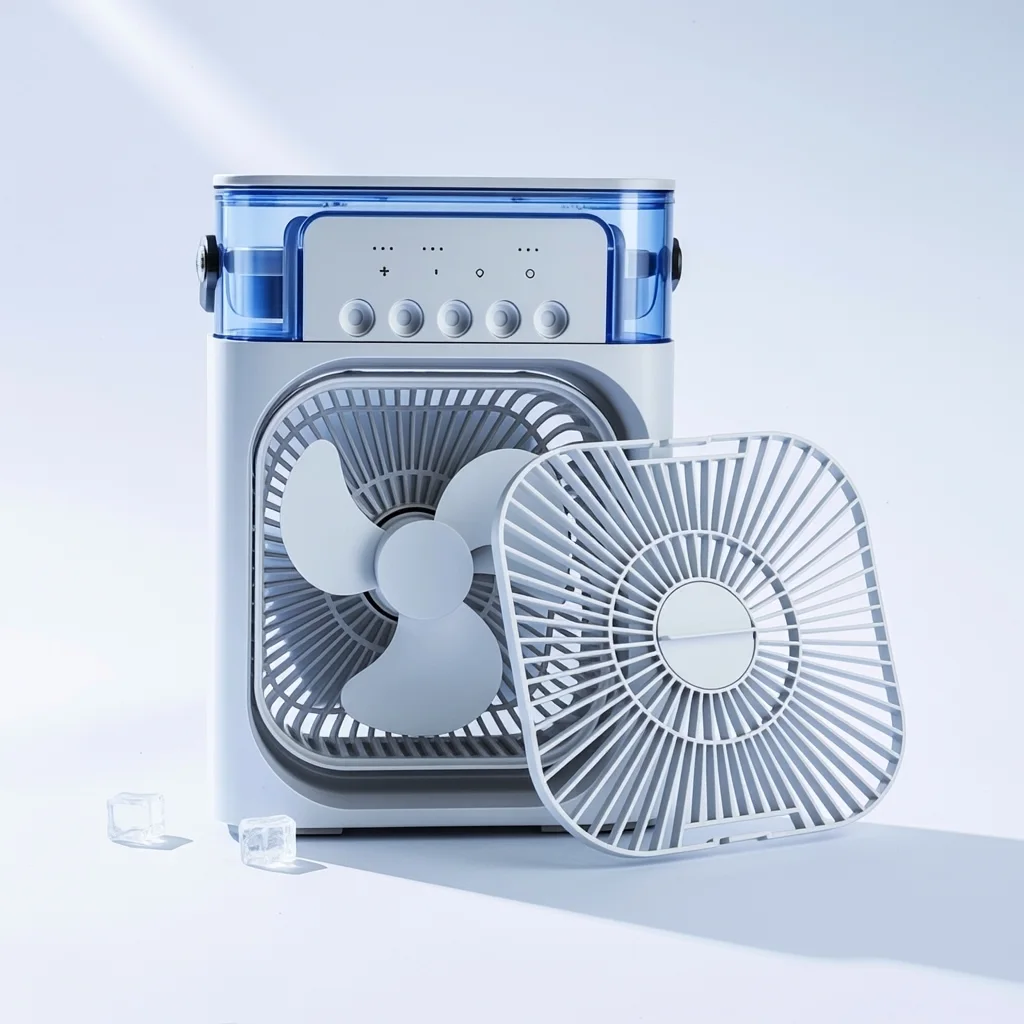 Mini Climatiseur Ventilateur Portable USB 3 en 1 avec Réservoir d'Eau et Éclairage LED
