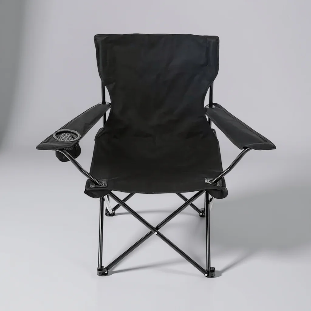 Chaise de Camping Pliante et Légère à Accoudoirs et Porte-Gobelet pour Extérieur au design Simple