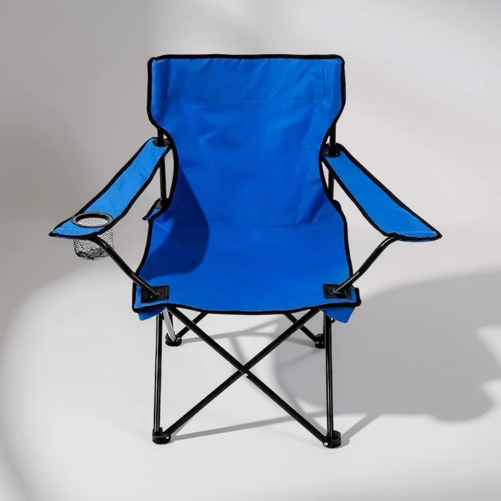 Chaise de Camping Pliante et Légère à Accoudoirs et Porte-Gobelet pour Extérieur au design Simple