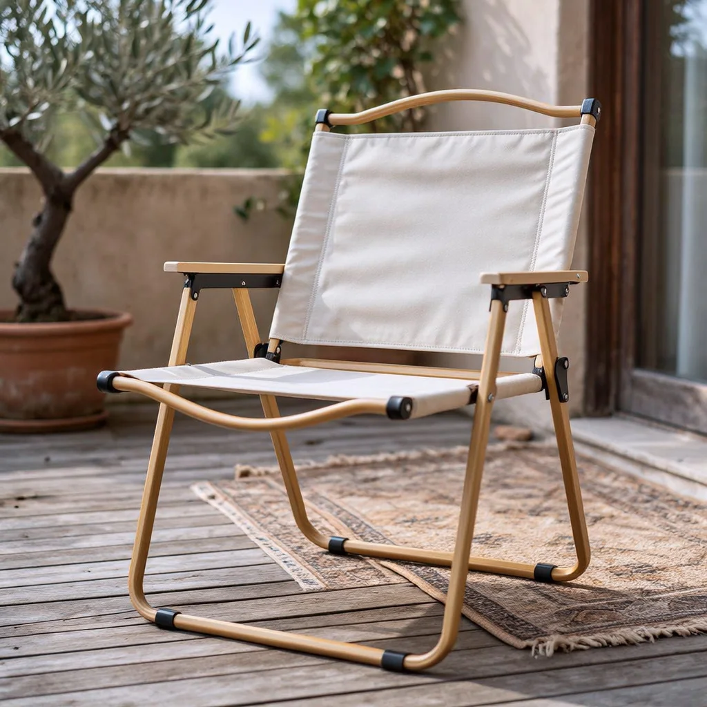 Chaise Pliante et Portable Grand Format au Style Royal avec Accoudoirs pour Camping et Voyage