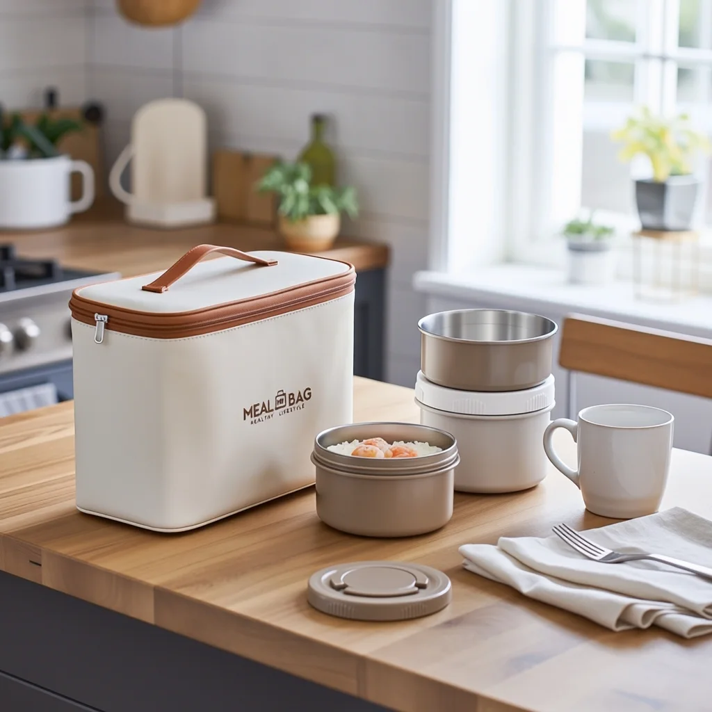 Kit Lunch Box de 4 Boîtes Alimentaires en Acier Inoxydable et Sac Isotherme de Transport