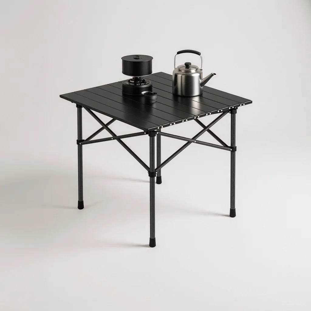 Table Pliante Petit Format à Plateau Enroulable et Sac de Transport pour Camping et Voyage
