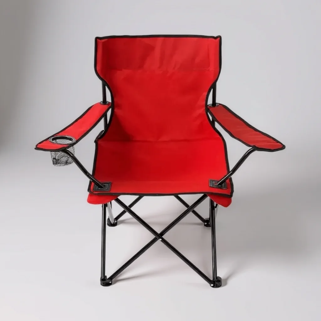Chaise de Camping Pliante et Légère à Accoudoirs et Porte-Gobelet pour Extérieur au design Simple