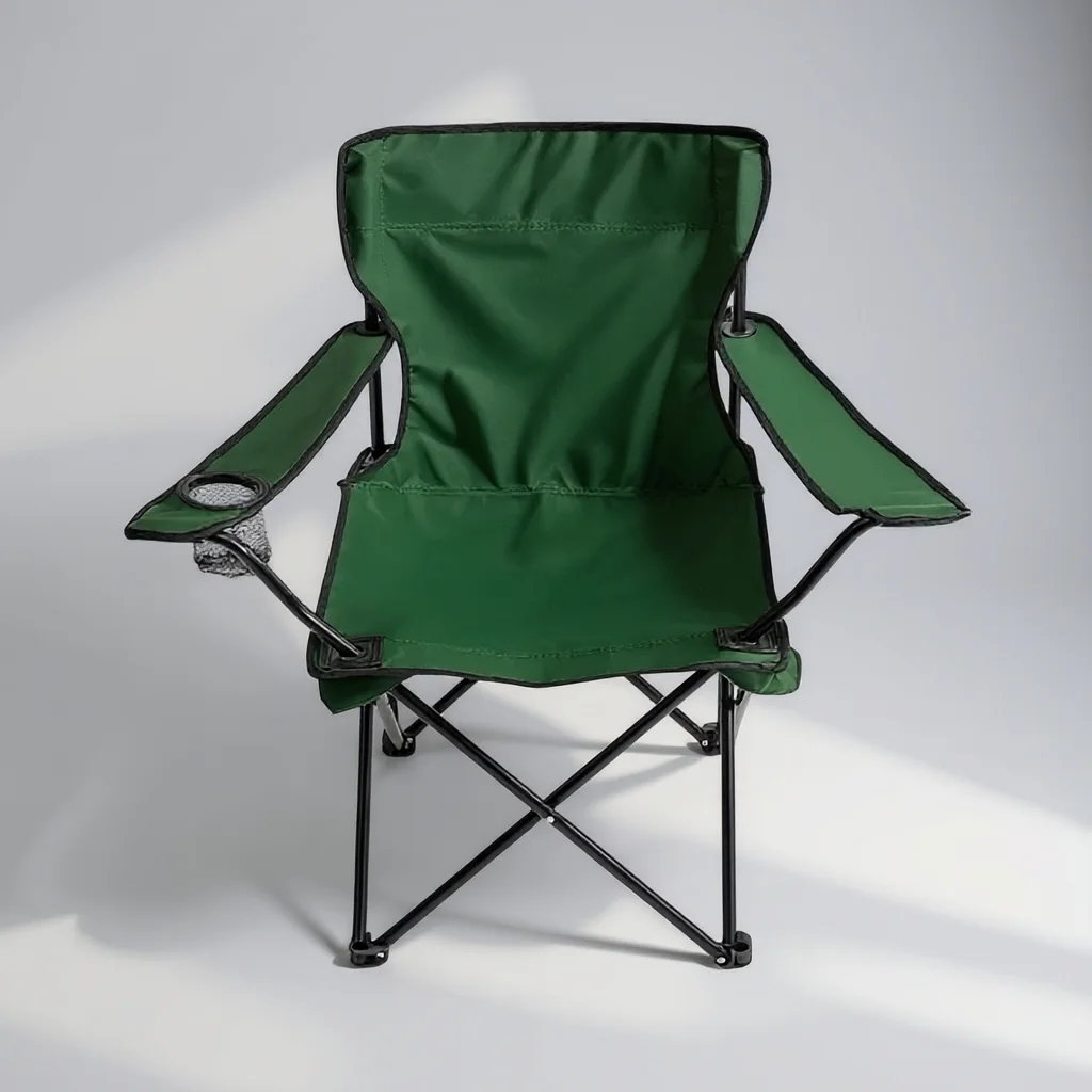 Chaise de Camping Pliante et Légère à Accoudoirs et Porte-Gobelet pour Extérieur au design Simple