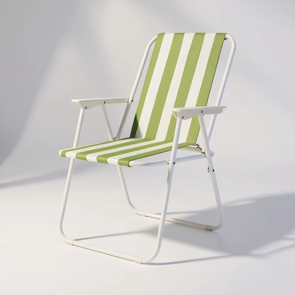 Chaise de Plein Air Pliante et Portable en Maille de Nylon pour Extérieur au Design Rayé