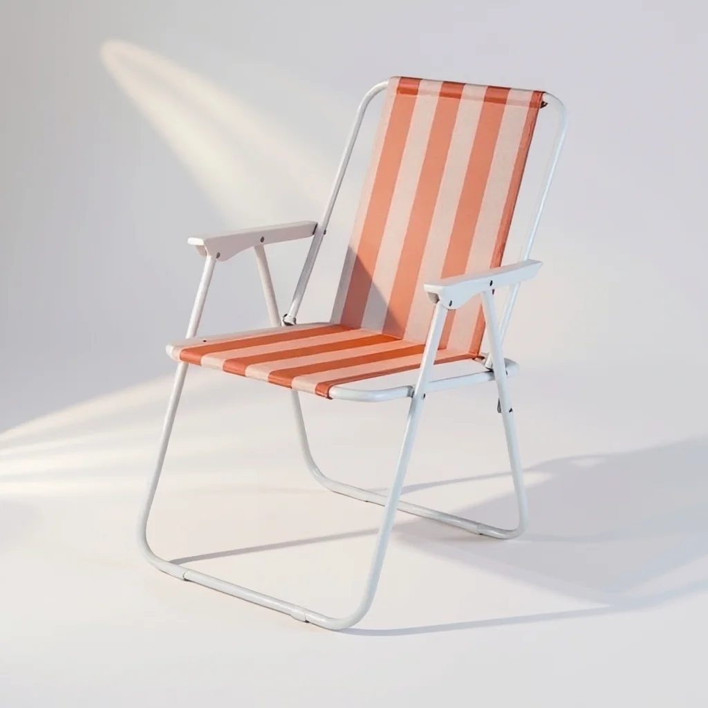 Chaise de Plein Air Pliante et Portable en Maille de Nylon pour Extérieur au Design Rayé