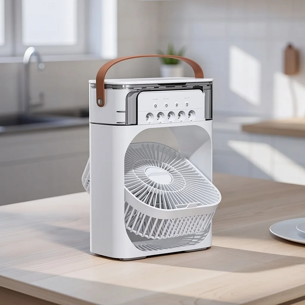 Mini Climatiseur Ventilateur Portable USB 3 en 1 avec Réservoir d'Eau et Éclairage LED