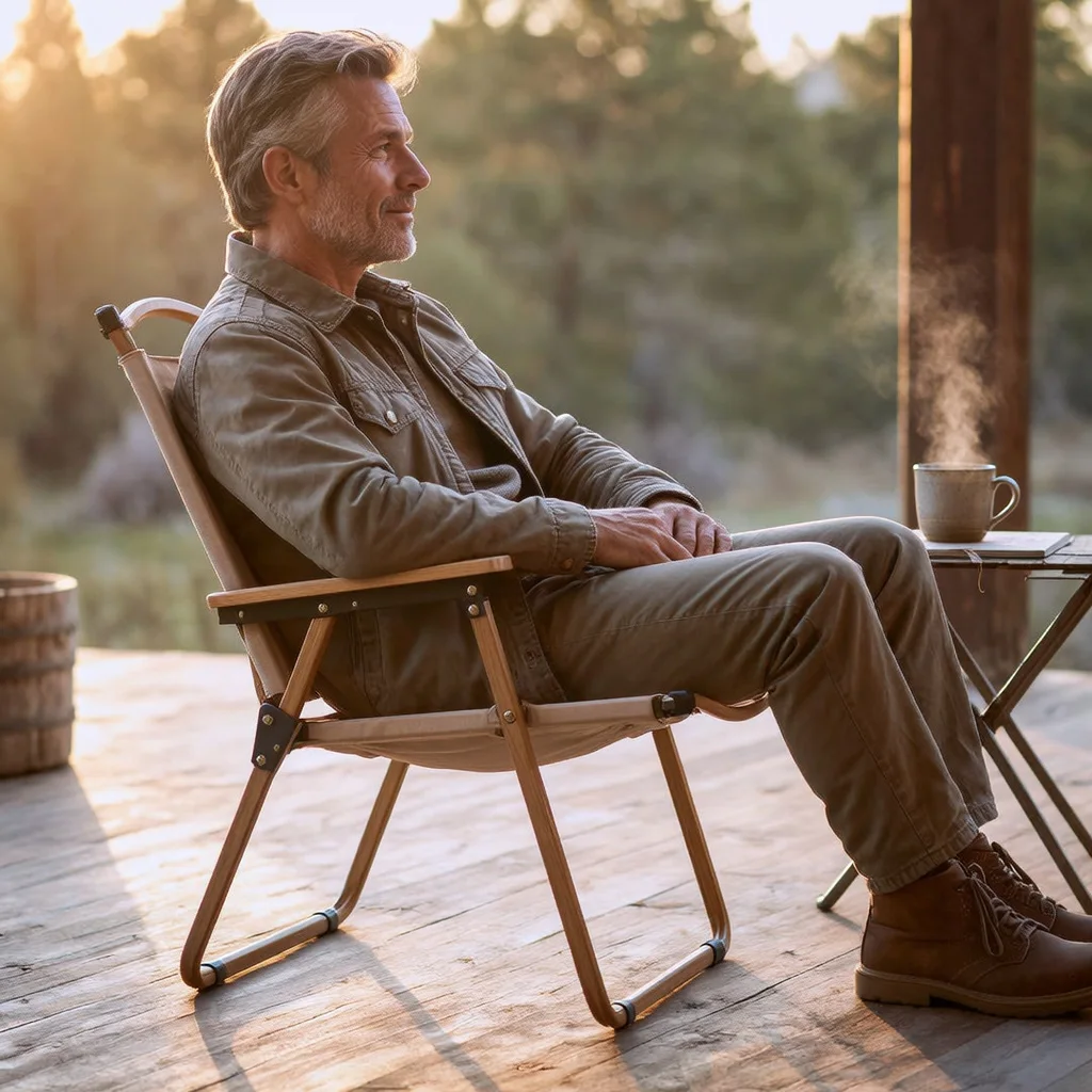 Chaise Pliante et Portable Grand Format au Style Royal avec Accoudoirs pour Camping et Voyage