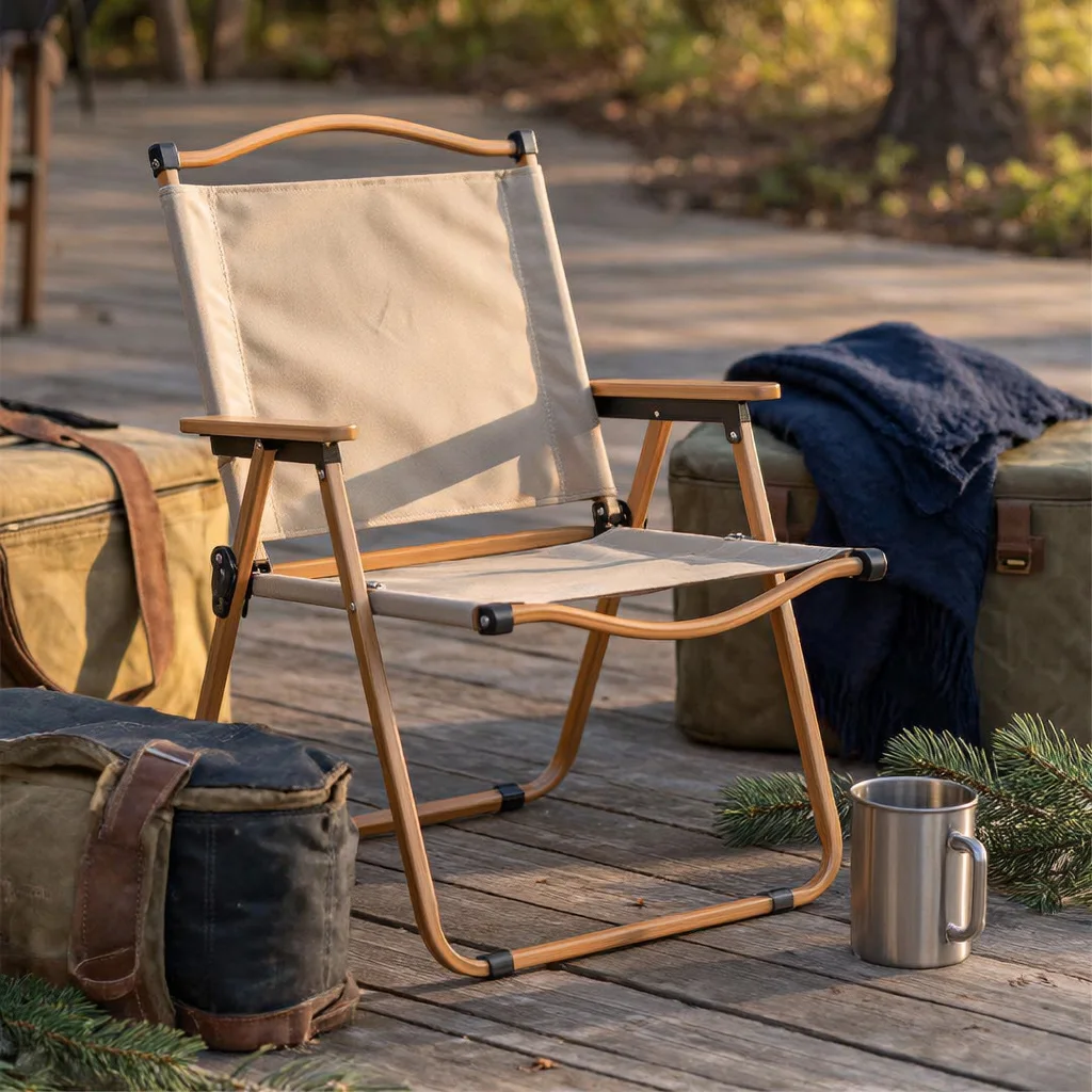 Chaise Pliante et Portable Grand Format au Style Royal avec Accoudoirs pour Camping et Voyage