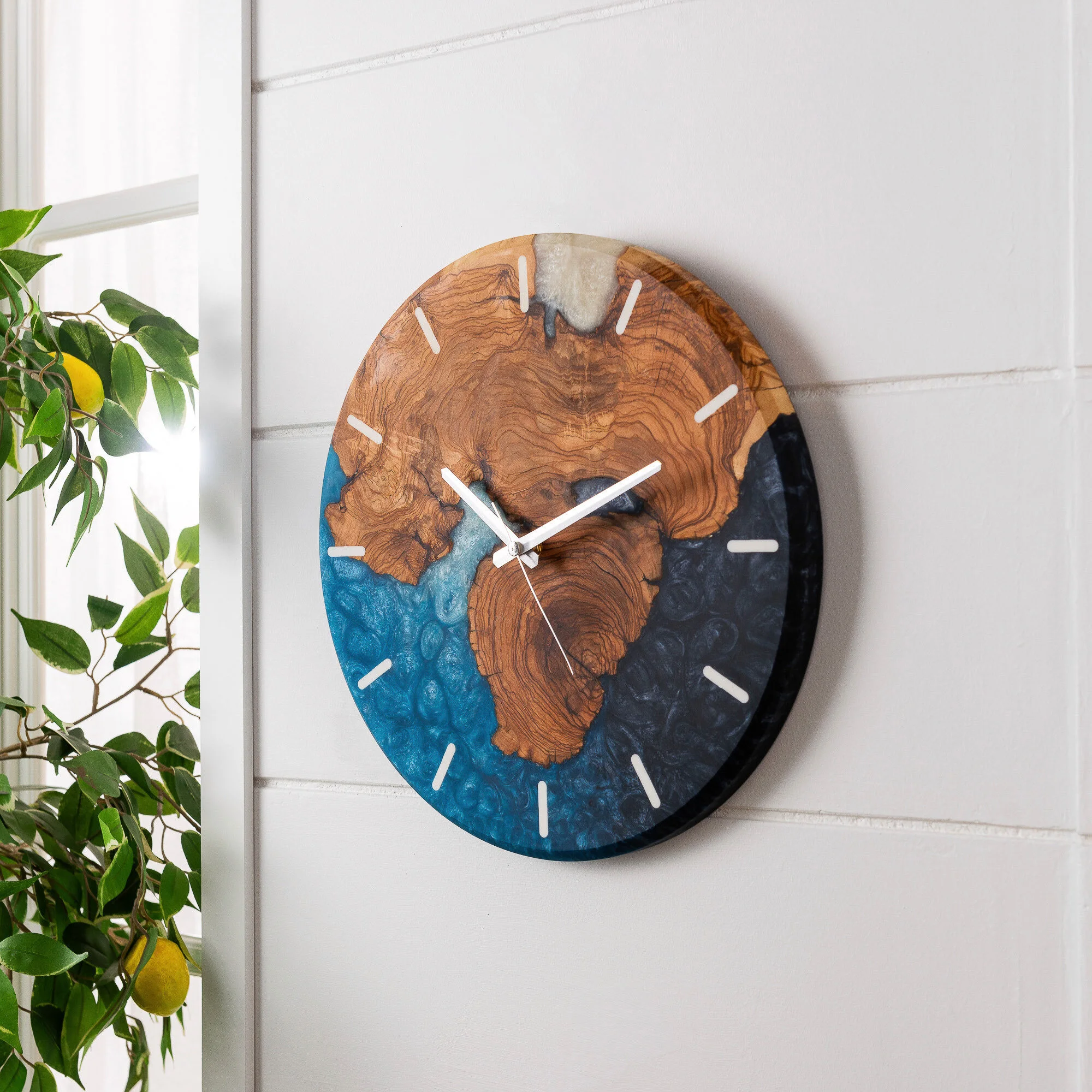 Made to order Epoxy and Olive Wood Wall Clock