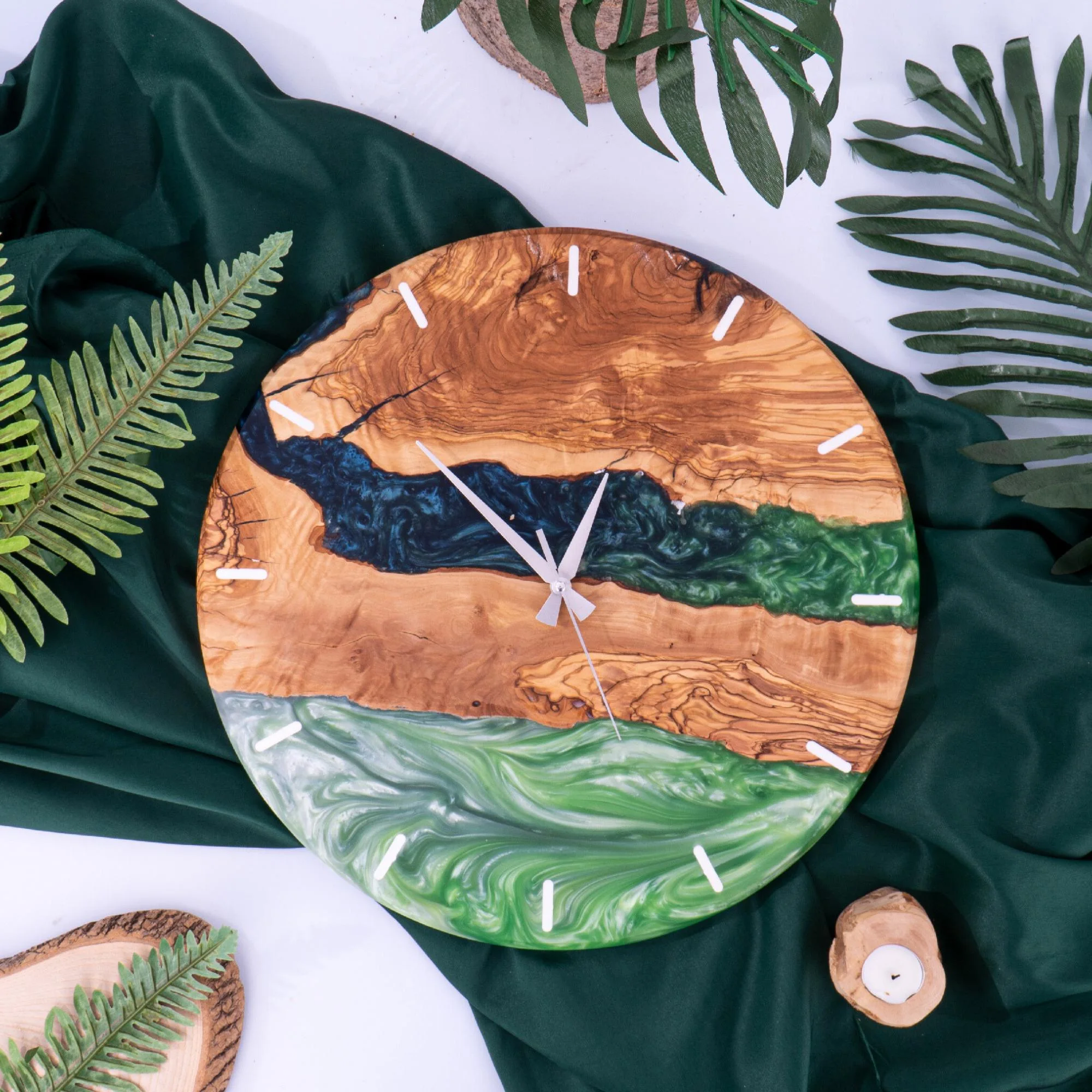 Made to order Epoxy and Olive Wood Wall Clock