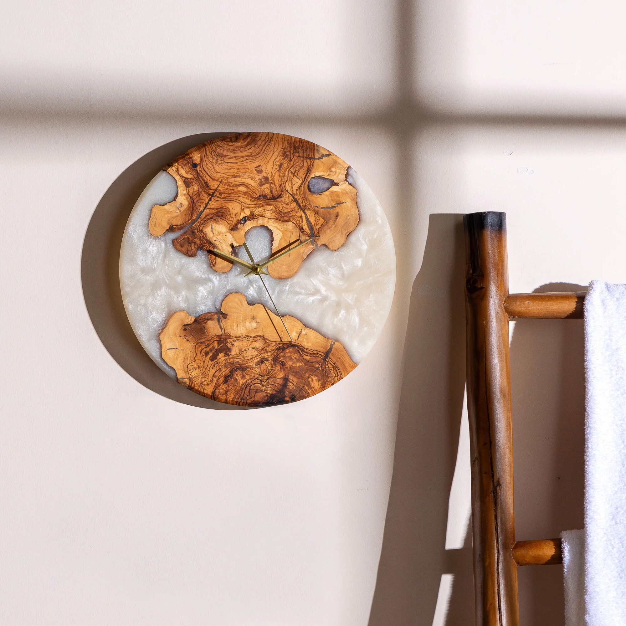 Made to order Epoxy and Olive Wood Wall Clock