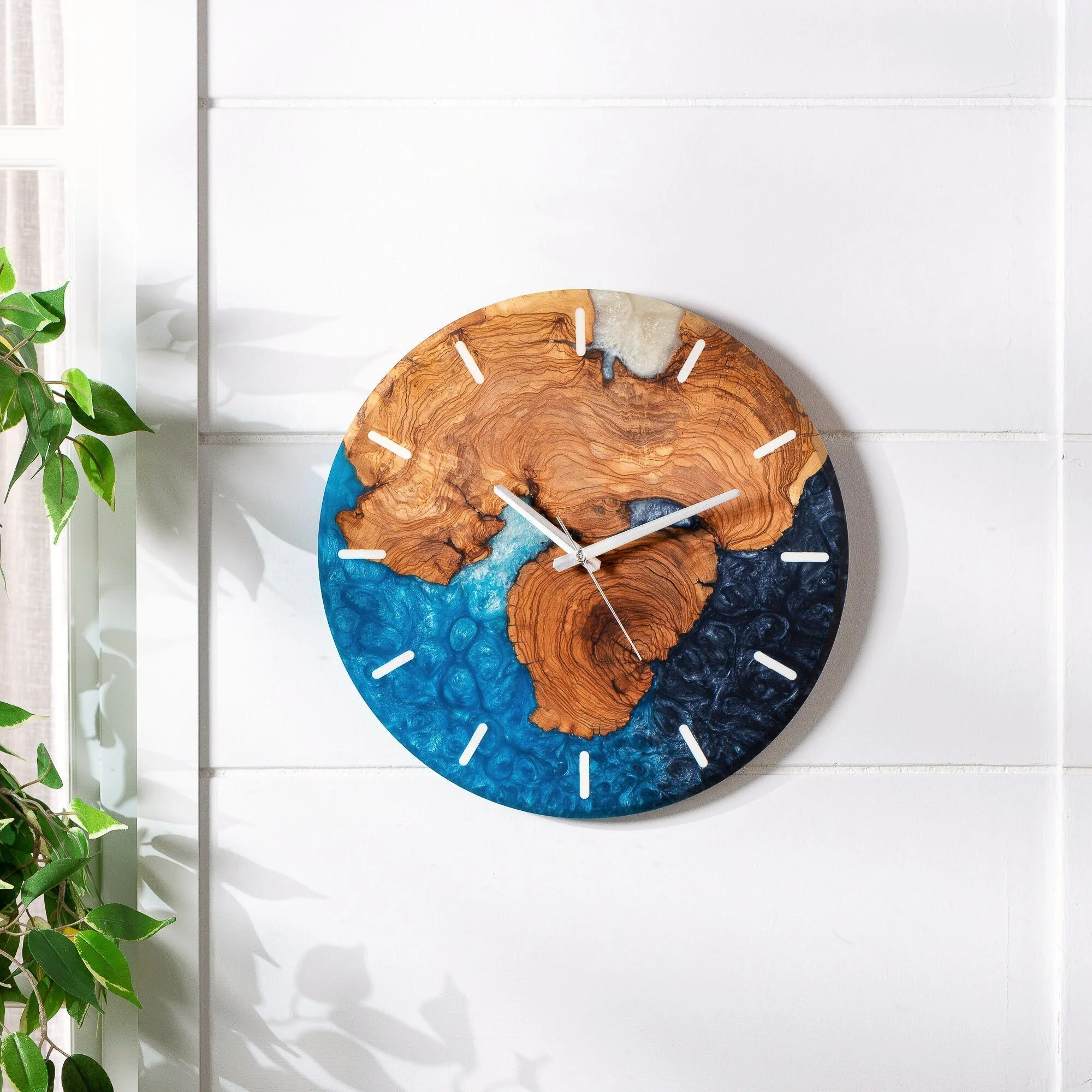 Made to order Epoxy and Olive Wood Wall Clock