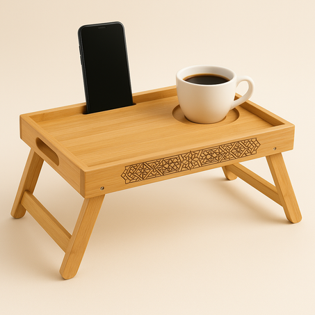 طاولة خشبية محلية بالزخرفة المغربية