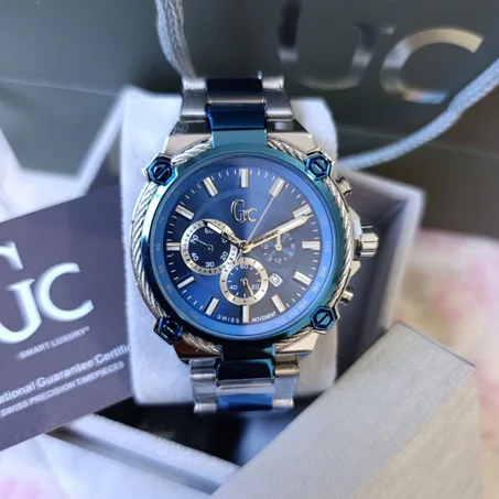 ساعة GC كرونوغراف رجالية ستانلس ستيل فضي