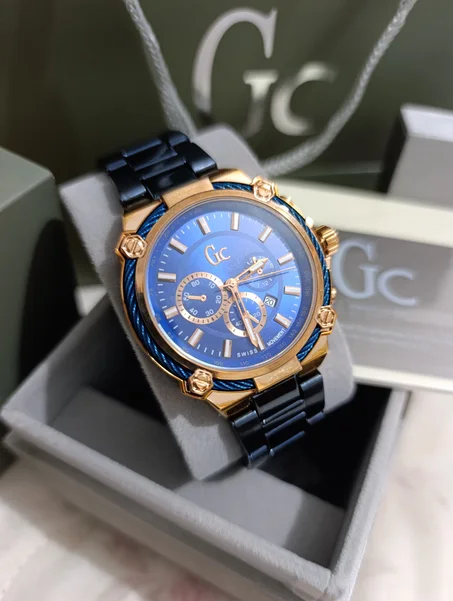 ساعة GC كرونوغراف رجالية ستانلس ستيل فضي