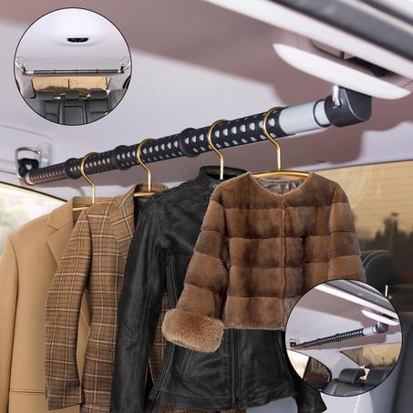 Barre de suspension pour vêtements de voiture - Cintre métal réglable.