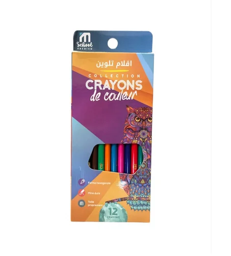 Crayon de Couleur 12 Couleurs M School 18 cm