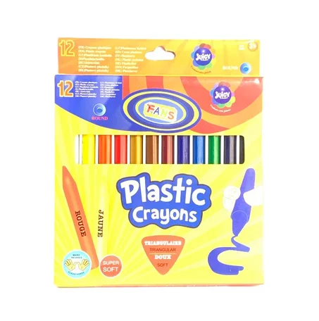 CRAYONS DE 12  COULEURS A CIRE FANS 16 CM