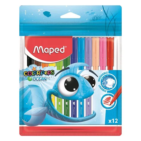 FEUTRE DE COLORIAGE 12 COULEURS MAPED OCEAN